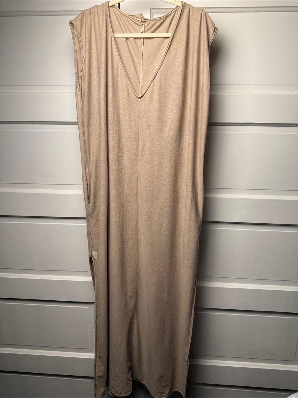 Natural fiber boho, lagenlook, earthy, relaxed maxi dress. Sinew moon S